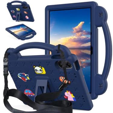 Imagem de AKABEILA Compatível com Xiaomi Redmi Pad 2 2025 11 polegadas, capa protetora universal leve à prova de choque com alça de ombro e alça de suporte, azul marinho