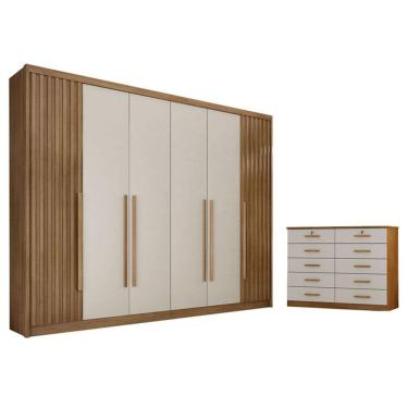 Imagem de Guarda Roupa Casal Ripado Bragança e Gaveteiro Milão com Chave Cumaru 25 Fendi - Novo Horizonte