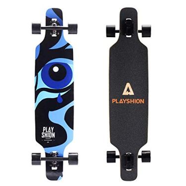 Imagem de Playshion 99 cm Drop Through Freestyle Longboard Skateboard Cruiser Blue Tear