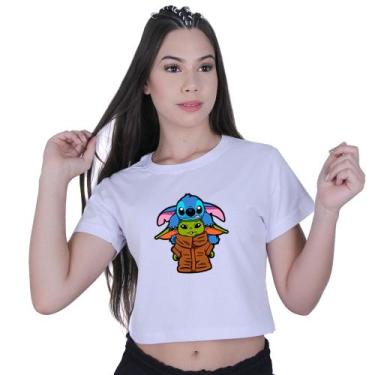 Imagem de Blusinha Cropped Algodão Lilo Stitch yoda Star Wars - Lafre, Branco, G