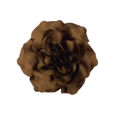 Imagem de Broche de flor de rosa em tecido de cetim elegante para mulheres delicado seda camélia flor de lapela grandes alfinetes de lapela festa de casamento dança banquete vestido terno roupas cerimônia