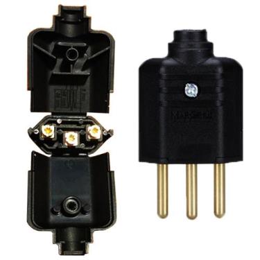 Imagem de 5 Plugue Plug Tomada Macho 3 Pinos 10a Preto 180 graus Margirius