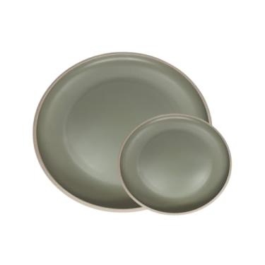 Imagem de Pratos Sobremesa 22cm E Refeição 27cm Melamina Plástico Almoço Jantar Doce Família (6, VERDE)