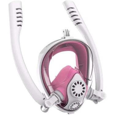 Imagem de Yngg Máscara De Mergulho Subaquática Anti Nevoeiro Máscara De Mergulho Facial Para Mulheres Homens Crianças Natação Snorkel Equipamento De Mergulho, White Pink, S/M