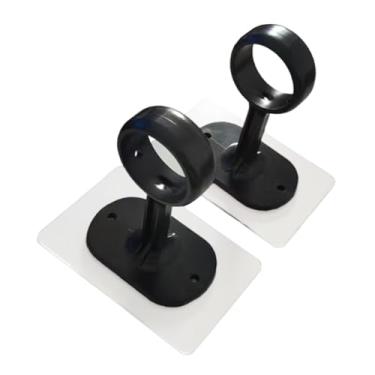 Imagem de Baoblaze 2x Suportes de haste de cortina de teto Suportes de montagem de haste de guarda-roupa multifuncionais resistentes Ganchos para sala de estar, Preto
