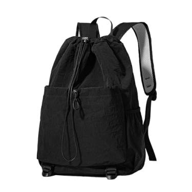 Imagem de Baoblaze Mochila com cordão, bolsa de raquete de grande capacidade com fecho de cordão, bolsa de raquete de tênis, mochila de tênis para esportes de pickleball, Preto