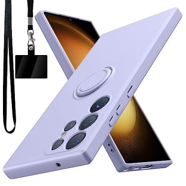 Imagem de YSLBWLE Capa para Galaxy S23 Ultra, suporte de anel giratório de 360° integrado|Forro de microfibra macio antiarranhões | Suporte para carro | Capa para celular Galaxy S23 Ultra para meninas e