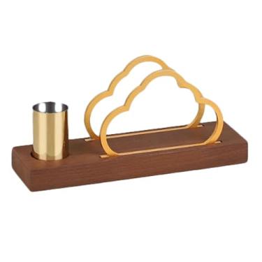 Imagem de Suporte de guardanapo quadrado suporte de toalha de papel vertical premium com madeira maciça de faia de nogueira de aço inoxidável dispensador de guardanapo (nogueira, 20 * 5,6 * 9,3 cm)