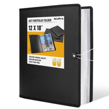 Imagem de Pasta de portfólio de arte Nicpro, 30 bolsos, 60 páginas, 12 x 18 pole