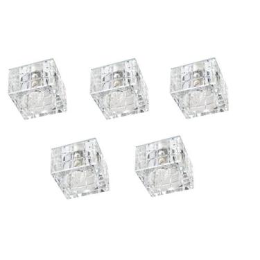 Imagem de 5 Spot Embutir Cristal K9 7cm Quadrado Quarto Escritorio AC974 - Acend