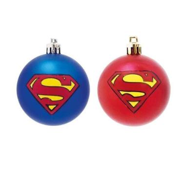 Imagem de Jogo De Bolas De Natal Super Homem, 4 Bolas De 8 Cm - CROMUS