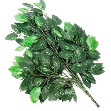 Imagem de Kit 84 Ramos Decoração Arranjo Fícus Artificial Verde 14 Galhos Cada 6