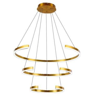 Imagem de Luminaria Lustre 3 Aneis Arco Led 94w Perfil Luxo Pendente Recepçao Sa