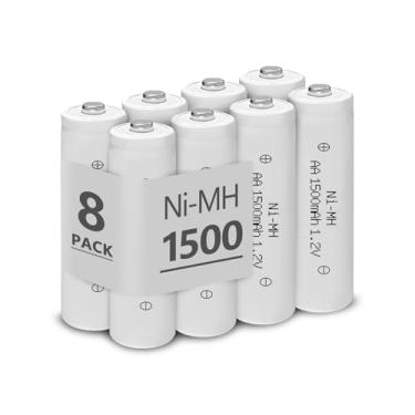 Imagem de GENYESTAR Bateria AA recarregável NIMH 1,2V Double A 1500mAh Baterias de alta capacidade para substituição de luz solar, brinquedos eletrônicos, dispositivos domésticos, pacote com 8
