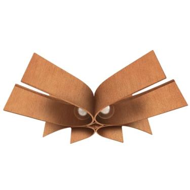 Imagem de Luminária de Teto Plafon em Madeira Artesanal para 4 Lâmpadas com Cúpulas de Vidro - Linha Wood Pétala (Mel)