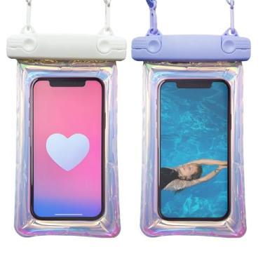 Imagem de Bolsa de telefone flutuante à prova d'água [2 unidades], capas flutuantes IPX8 à prova d'água, bolsa seca para celular para iPhone 16 15 14 13 12 11 Pro Max Plus XS XR, Galaxy S24 S23, 4-7 polegadas