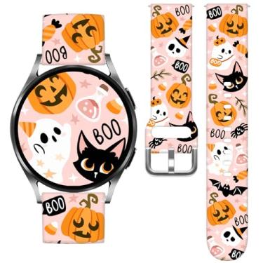 Imagem de Vieeki Pulseiras femininas de relógio Halloween Pumpkin compatíveis com Samsung Galaxy Watch 7, 6, 5, 4, 5 Pro (45 mm), 4 Classic (46 mm)/3 (41 mm)/Active 2, pulseira de silicone de substituição com