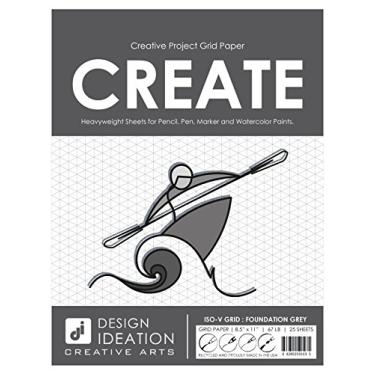 Imagem de Design Ideation Papel quadriculado: papel quadriculado multimídia premium para lápis, tinta, marcador e tintas de aquarela. Ótimo para arte, design e educação. Pacote de 25 folhas (21,6 cm x 28 cm