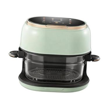 Imagem de Bothyi Fritadeira de ar de vidro com design de bandeja longa, compacta, antiaderente, fácil de limpar, tela sensível ao toque digital, capacidade de 4 litros, Verde