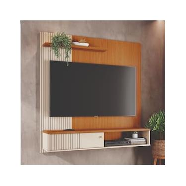 Imagem de Painel Suspenso para TV Madetec Aurora 160cm Ripado Porta Deslizante