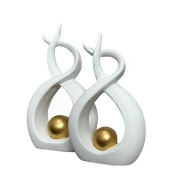 Imagem de Vasos Decorativos Para Sala,Vasos Decoração Dupla Enfeite Decorativo Cerâmica(Branco)