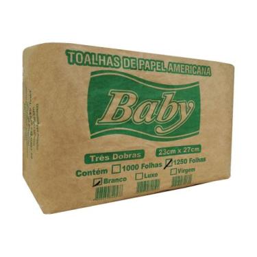 Imagem de Papel Toalha Interfolha 3 Dobras Folha Simples Branco 1.250 Folhas Bab