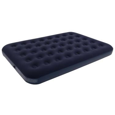 Imagem de Colchão Inflável Casal Liso Azul Portátil - Conforto, Resistência e Praticidade para Camping, Viagem, Praia, Hospedagem, Quartos e Uso Diário