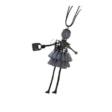 Imagem de OSCCI Colar de boneca de cristal Paris para mulheres, vestido bonito feito à mão com pingente de corrente longa, bijuteria de formatura, Metal, Sem Pedra Preciosa