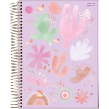 Imagem de Jandaia - Caderno Espiral College 175x242mm CD 10 Matérias 160 Fls La Creme Fundo Lilás FSC