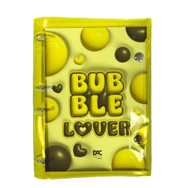 Imagem de DAC - Caderno Argolado Colegial PVC Cristal com 192 Folhas Fechamento em Botão - Bubble Amarelo