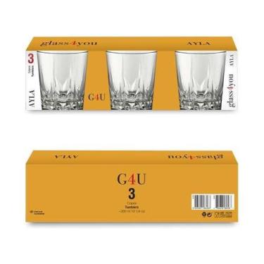 Imagem de Kit 3 Copos Baixo Vidro Egipcio 300ml Whisky Drink Campari - Fratelli