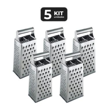 Imagem de Kit 5 ralador inox 4 faces 9" - Chef Line