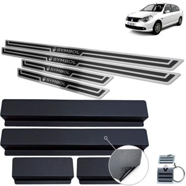 Imagem de Soleira Inox Renault Symbol 2009 a 2013 Preto Alto Relevo
