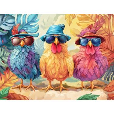 Imagem de VAIIEYO Kits de arte de diamante de galo DIY 5D para adultos, pintura de diamante, kit de pintura de diamante, tela de artesanato de strass redonda para decoração de parede de casa, presente 12 x 16