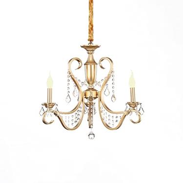 Imagem de Lustre de cristal K9 dourado com 6 luzes, moderno, luxuoso, luminária pendente de vela, teto, iluminação para sala de estar, sala de jantar, quarto, corredor, entrada - dourado. 60 * 52 cm
