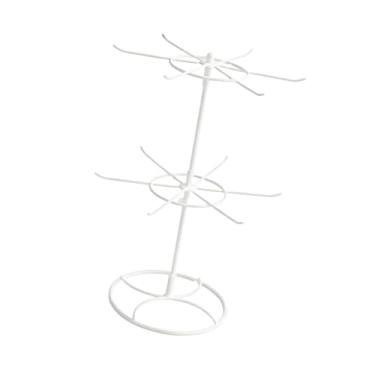 Imagem de Dynwave Expositor de joias, cabide de joias, suporte de exposição de brincos de 2 camadas, suporte de colar para chaveiros de loja de shopping, Branco