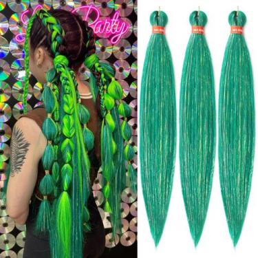 Imagem de Braiding Hair DAN NING Sparkling Green 75cm 3 pacotes 270g