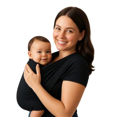 Imagem de Canguru Sling Wrap para Bebê Tecido DryFit Confortável para Carregar Bebês (Preto)