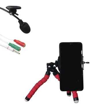Imagem de Kit Youtuber Mini Tripé Flexível + Microfone Lapela