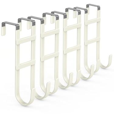 Imagem de FYY Ganchos sobre a porta – Pacote com 4 cabides organizadores de gancho duplo resistente com borracha antiderrapante para uso em toalhas, roupas, chapéus e bolsas no banheiro, quarto, cozinha – serve