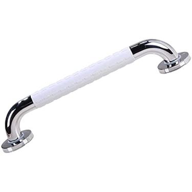 Imagem de Barra de apoio de aço inoxidável para chuveiro, corrimão de suporte cromado polido com aderência antiderrapante de nylon para banheira, vaso sanitário, corrimão de segurança para idosos com