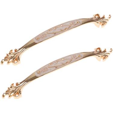 Imagem de 8SSAZZAT 2 maçanetas de porta de guarda-roupa âmbar de liga de zinco puxadores de gaveta de armário puxadores de móveis pastorais (estilo C distância do furo 128 mm)