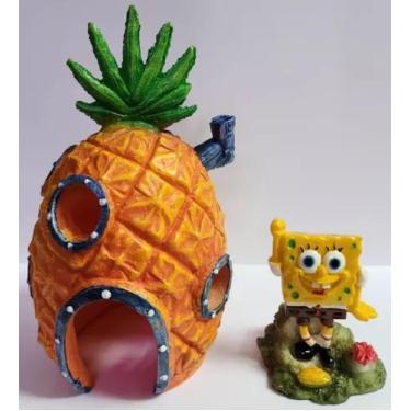 Imagem de Enfeite Para Aquarios E  Decorações Abacaxi Com Bob Esponja Em Resina