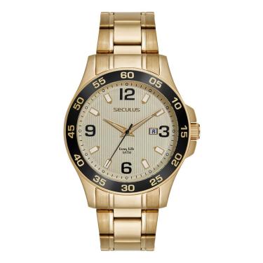 Imagem de Relógio Seculus Masculino Ref: 23740gpsvda2 Esportivo Dourado