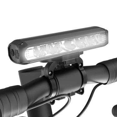 Imagem de UPPEL Luzes de bicicleta, luzes de bicicleta, 5 luzes dianteiras de LED super brilhantes para andar à noite, recarregável, conjunto de faróis de bicicleta à prova d'água com banco de potência com