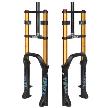 Imagem de BUCKLOS Garfo de suspensão pneumática para pneu gordo de 50.8 cm 4.0, cubo de espaçamento de viagem de 180 mm, tubo reto de 135 mm, MTB, bloqueio manual, 9 mm, QR, mountain bike, ombro duplo, garfos