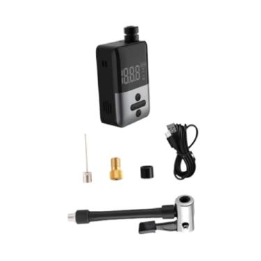 Imagem de Ｂｅｓｇａ Mini bomba de ar com válvula Presta e Schrader, inflador de bicicleta com visor digital versátil, bico de ar e tubo para bicicleta elétrica