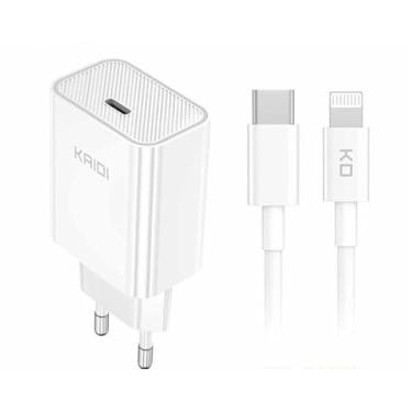 Imagem de Carregador KAI DIRápido KD-662CL, 20W, USB-C com Cabo, Branco