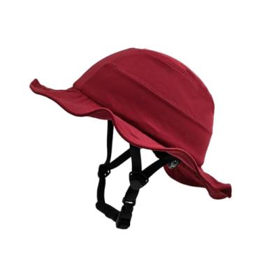 Imagem de oshhni Capacete de bicicleta, boné adulto, resistente a choques com tira de queixo ajustável, tipo chapéu, chapéu de pesca para mulheres, unissex, trabalho, Red L