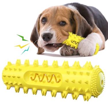 Imagem de Pssopp Chave de Cachorro Toys para Mastigadores Agressivos, Dentes Engraçados Limpando TPRs Macios, Reduzindo a Ansiedade de Animais de Estimação e Brinquedos de Tédio para Externo (Amarelo)